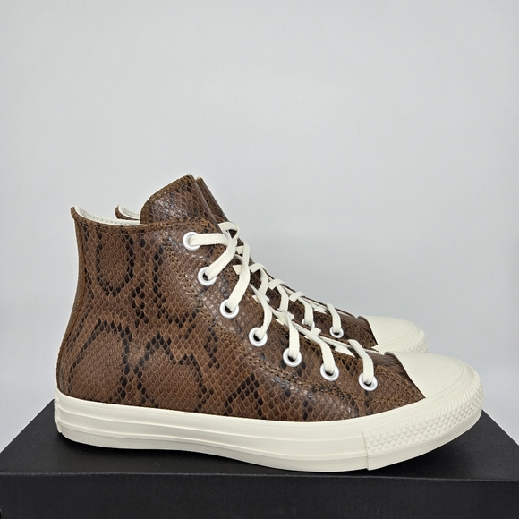 Converse Chuck Taylor All Star High Snakeskin Dark Whiskey Women's Shoes Size 7 - Picture 3 of 8